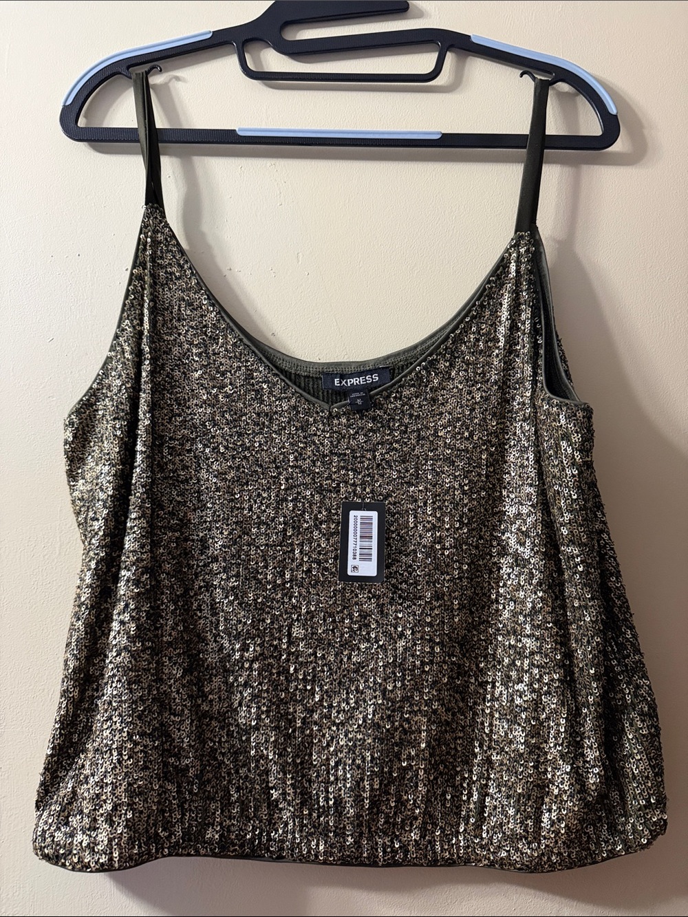 Express Gold Sequin Camisole Top